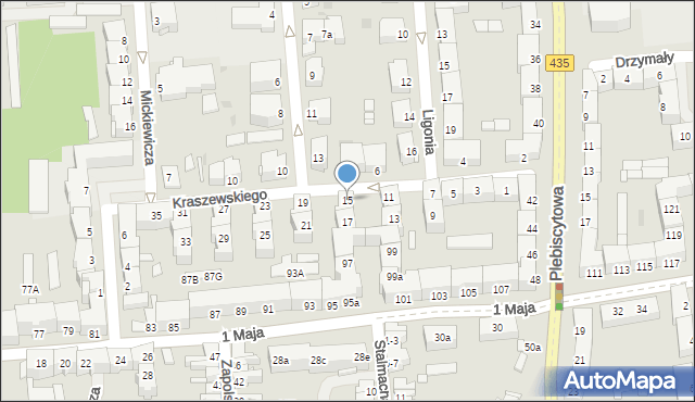 Opole, Kraszewskiego Józefa Ignacego, 15, mapa Opola