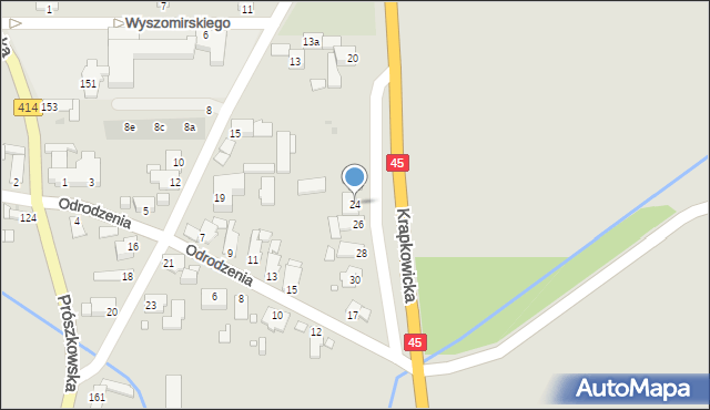 Opole, Krapkowicka, 24, mapa Opola