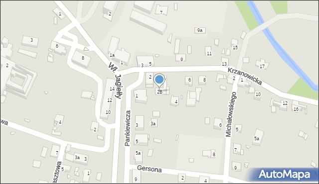 Opole, Krzanowicka, 2B, mapa Opola