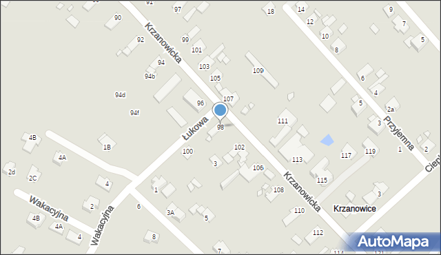 Opole, Krzanowicka, 98, mapa Opola