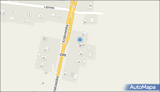 Orły, Krakowska, 18, mapa Orły
