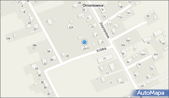 Ornontowice, Krótka, 17, mapa Ornontowice
