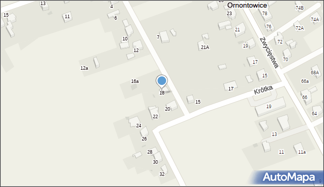 Ornontowice, Krótka, 18, mapa Ornontowice