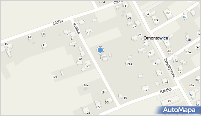 Ornontowice, Krótka, 7, mapa Ornontowice