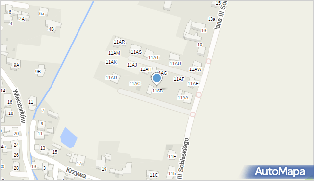 Orzech, Króla Jana III Sobieskiego, 11AB, mapa Orzech