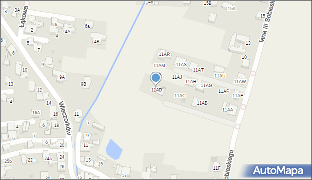 Orzech, Króla Jana III Sobieskiego, 11AD, mapa Orzech