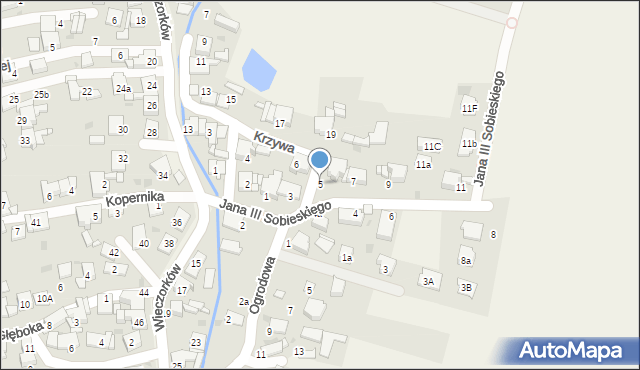 Orzech, Króla Jana III Sobieskiego, 5, mapa Orzech