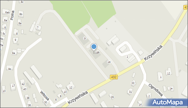 Osieczna, Krzywińska, 1b, mapa Osieczna