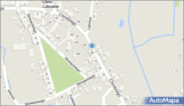 Ośno Lubuskie, Króla Bolesława Chrobrego, 18, mapa Ośno Lubuskie