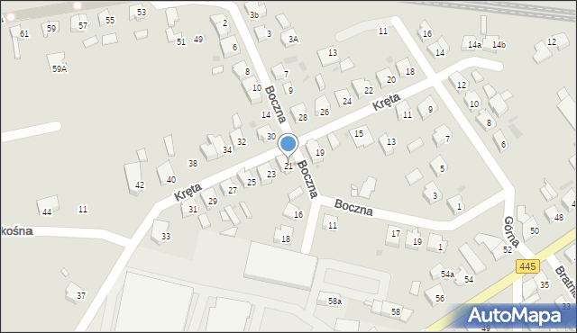 Ostrów Wielkopolski, Kręta, 21, mapa Ostrów Wielkopolski