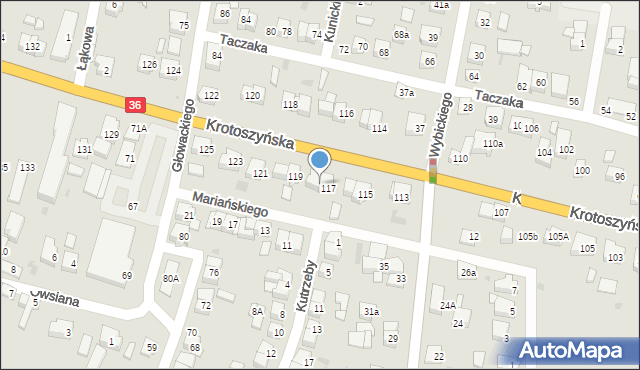 Ostrów Wielkopolski, Krotoszyńska, 117a, mapa Ostrów Wielkopolski