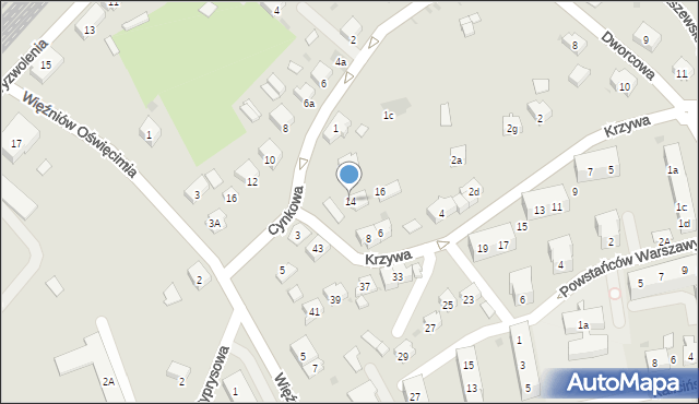 Oświęcim, Krzywa, 14, mapa Oświęcimia