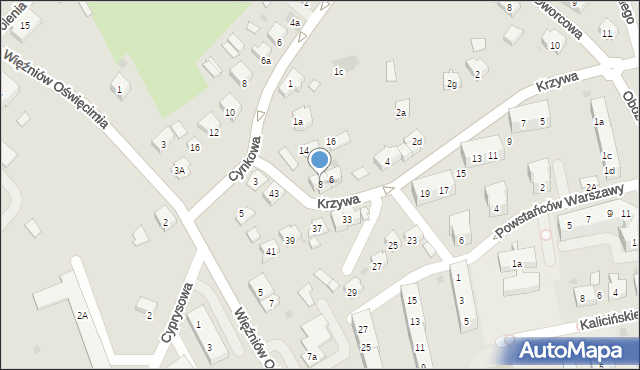 Oświęcim, Krzywa, 8, mapa Oświęcimia