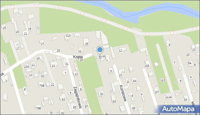 Otwock, Kręta, 32, mapa Otwock