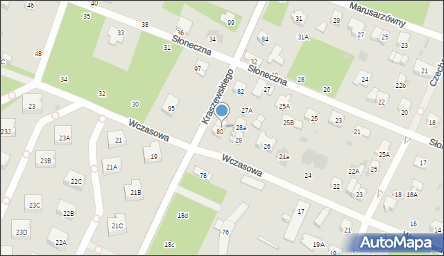 Otwock, Kraszewskiego Józefa Ignacego, 80A, mapa Otwock