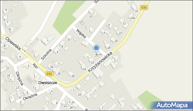 Owsiszcze, Krzyżanowicka, 20, mapa Owsiszcze