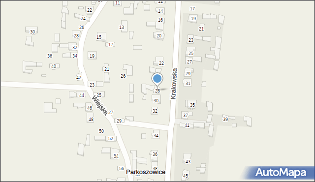 Parkoszowice, Krakowska, 28, mapa Parkoszowice