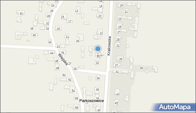 Parkoszowice, Krakowska, 30, mapa Parkoszowice