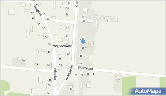 Parkoszowice, Krakowska, 45, mapa Parkoszowice