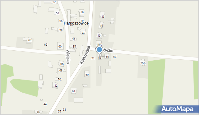 Parkoszowice, Krakowska, 53, mapa Parkoszowice