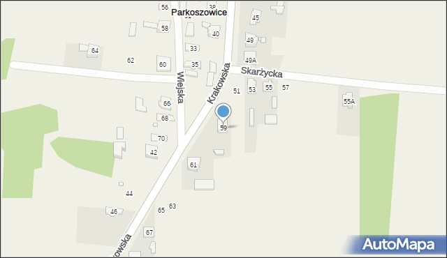 Parkoszowice, Krakowska, 59, mapa Parkoszowice