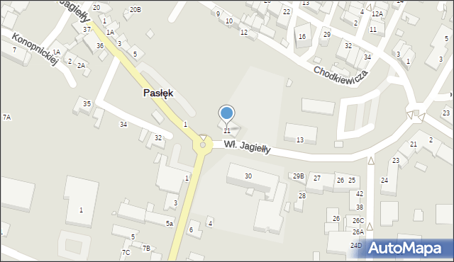 Pasłęk, Króla Władysława Jagiełły, 11, mapa Pasłęk