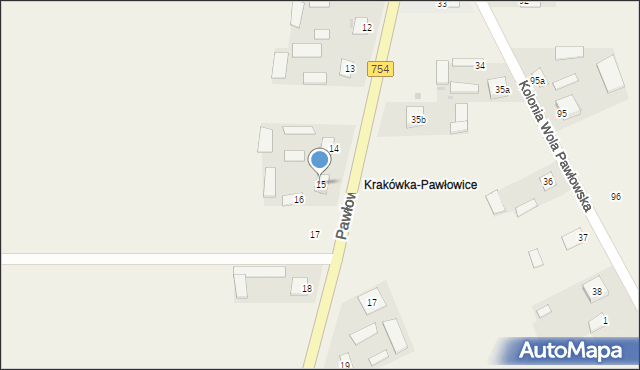 Pawłowice, Krakówka-Pawłowice, 15, mapa Pawłowice