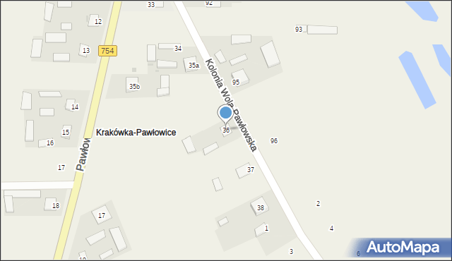 Pawłowice, Krakówka-Pawłowice, 36, mapa Pawłowice