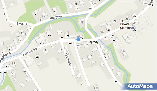 Pewel Ślemieńska, Krakowska, 122, mapa Pewel Ślemieńska