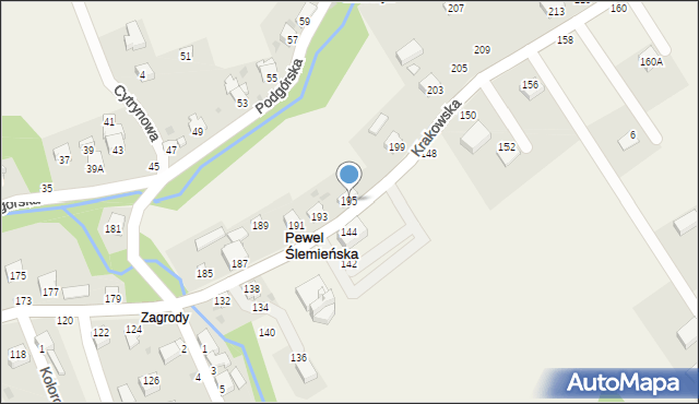 Pewel Ślemieńska, Krakowska, 195, mapa Pewel Ślemieńska