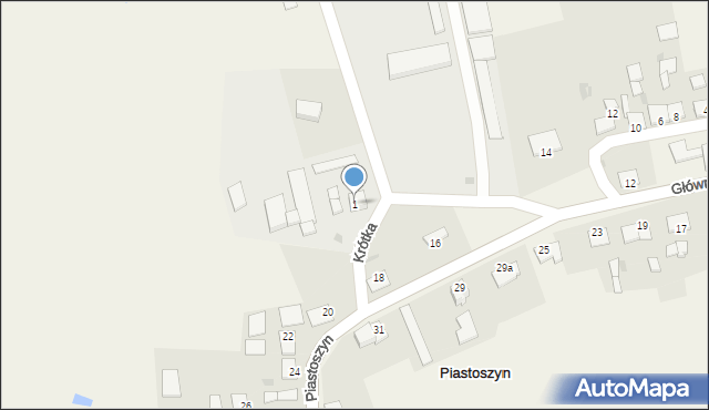 Piastoszyn, Krótka, 1, mapa Piastoszyn