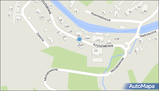 Piechowice, Kryształowa, 102A, mapa Piechowice