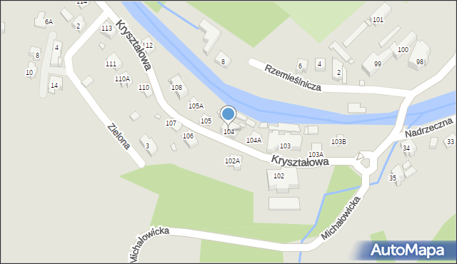 Piechowice, Kryształowa, 104, mapa Piechowice