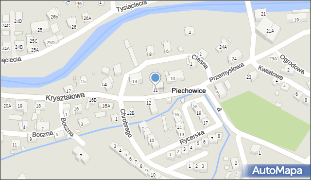 Piechowice, Kryształowa, 11, mapa Piechowice