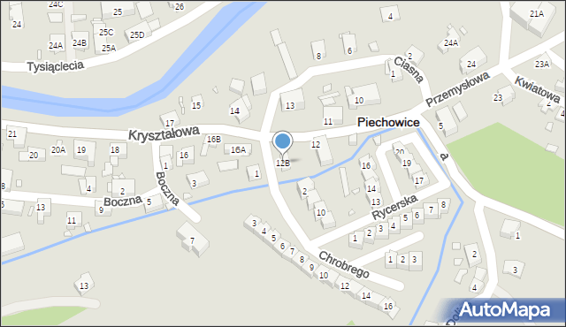 Piechowice, Kryształowa, 12B, mapa Piechowice