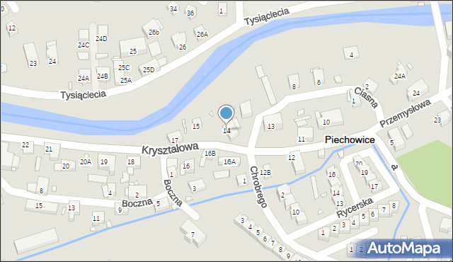 Piechowice, Kryształowa, 14, mapa Piechowice