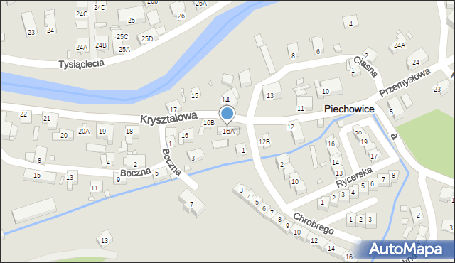 Piechowice, Kryształowa, 16A, mapa Piechowice