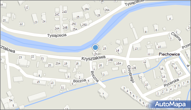 Piechowice, Kryształowa, 17, mapa Piechowice