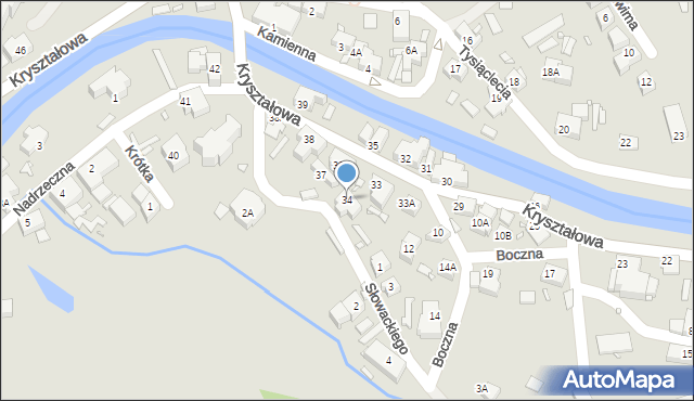 Piechowice, Kryształowa, 34, mapa Piechowice