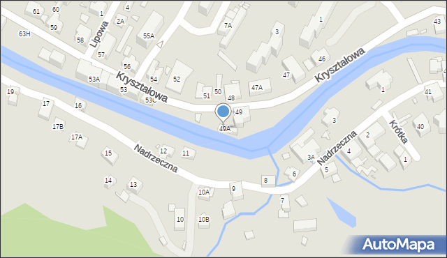 Piechowice, Kryształowa, 49A, mapa Piechowice