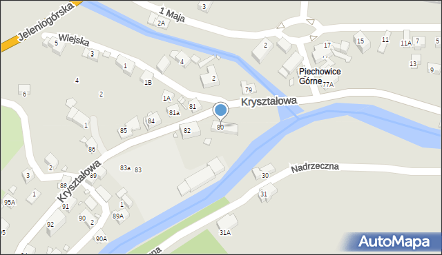 Piechowice, Kryształowa, 80, mapa Piechowice