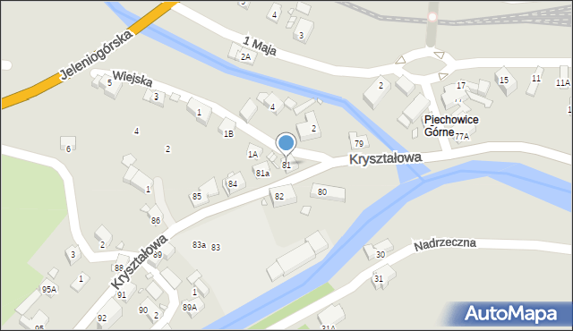 Piechowice, Kryształowa, 81, mapa Piechowice