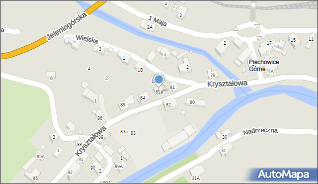 Piechowice, Kryształowa, 81a, mapa Piechowice