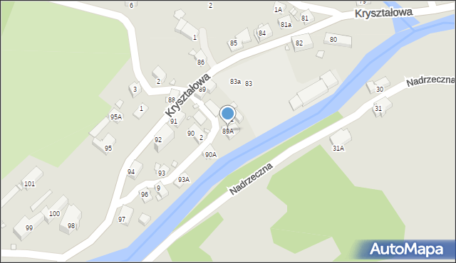 Piechowice, Kryształowa, 89A, mapa Piechowice