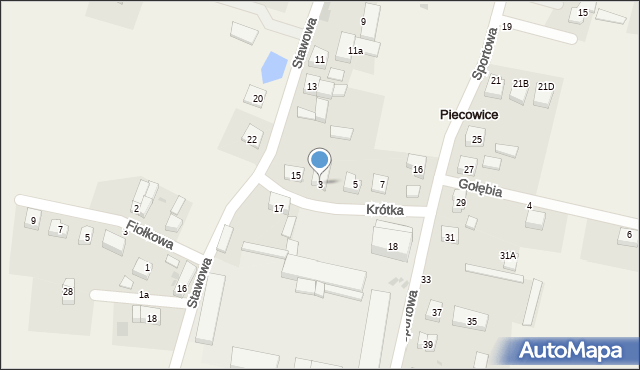 Piecowice, Krótka, 3, mapa Piecowice
