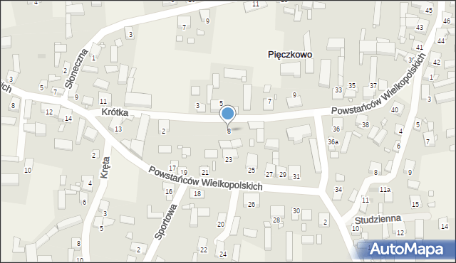 Pięczkowo, Krótka, 8, mapa Pięczkowo