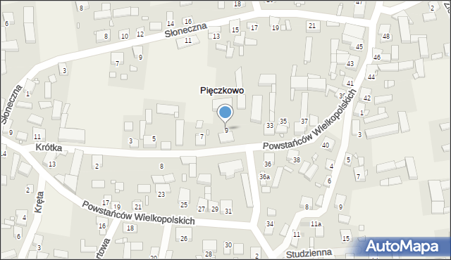 Pięczkowo, Krótka, 9, mapa Pięczkowo