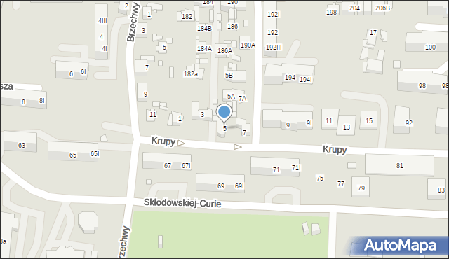 Piekary Śląskie, Krupy Józefa, ks., 5, mapa Piekary Śląskie