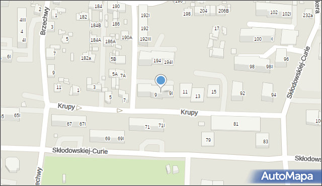 Piekary Śląskie, Krupy Józefa, ks., 9II, mapa Piekary Śląskie