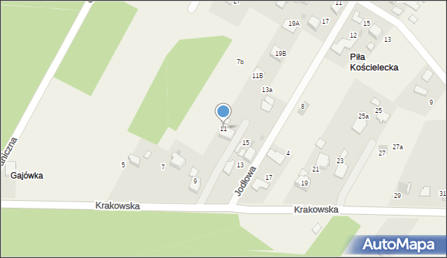 Piła Kościelecka, Krakowska, 11, mapa Piła Kościelecka